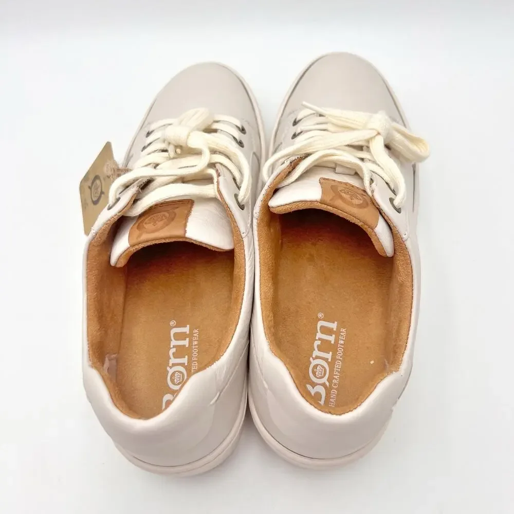 Born Womens Mira Casual Sneakers Size 9 M White Leather NWOB